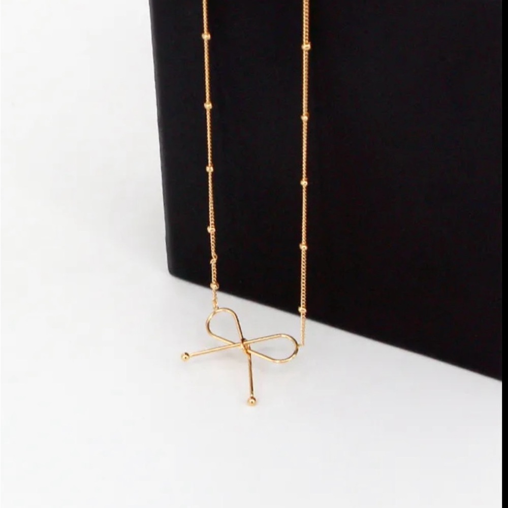 High quality gold plated stainless steel bowknot necklace